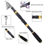 Fishing Rod Reel Combos Carbon Fiber Telescopic Fishing Pole with Spinning Reel Fishing Line Lures Fishing Gear Accessories for Travel Saltwater Freshwater Fishing (Fishing Full Kit / 8.86 ft)