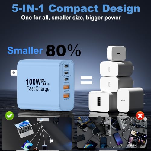 USB C Charger Block (2packs 100W / Blue)