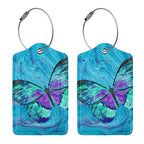 2 Pack Luggage Tag for Suitacase (Blue Butterfly)