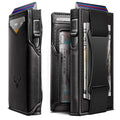 Men Slim Leather Wallet Metal Case Money Clip (Black2717)