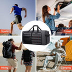 Foldable Duffle Bag for Men Large 65L Travel with Shoe Compartment (Silvery Grey)