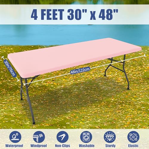 2 Pack Rectangle Spandex Fitted Table Cloth (Pink / 48" x 30" (Rectangular))