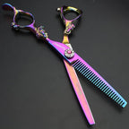 5.5/6 /7 Inch Purple Dragon Knight Professional Japanese Hair Scissors Barber Scissors Set (6 inch 2pc-A)