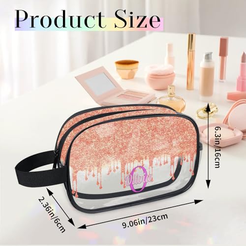 Custom Name Makeup Bag Travel Bag (Orange)