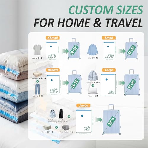 Travel Vacuum Storage Bags with Rechargeable Cordless USB Pump (Combo)