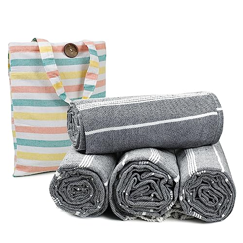 Cotton Turkish Beach Towels (39 x 72 inch ( Beach towel - 4 PACK ) / Grey)