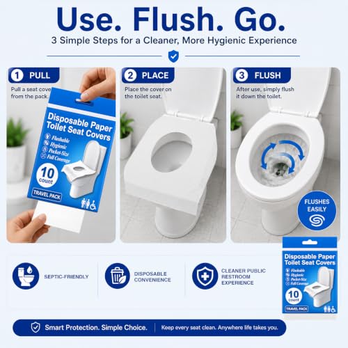 Disposable Toilet Seat Covers Flushable XL 100 Pack (X-Large (Pack of 100))
