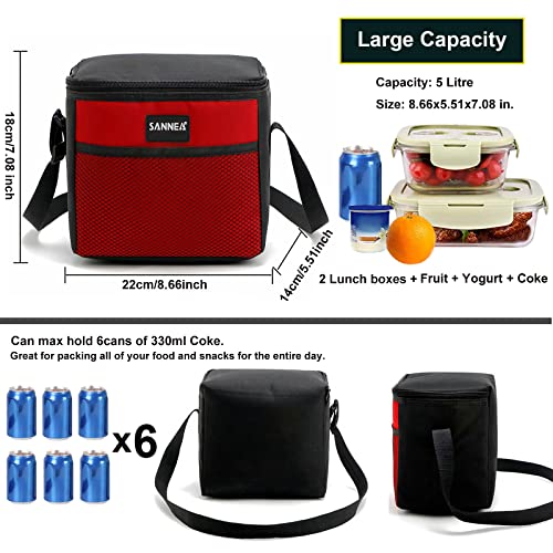6 Can 5L Lunch Bag for Women Men Portable Lunch Box Small Cooler Bag Soft Collapsible Reusable Insulated Lunch Tote for Everyday Work Travel (Green)