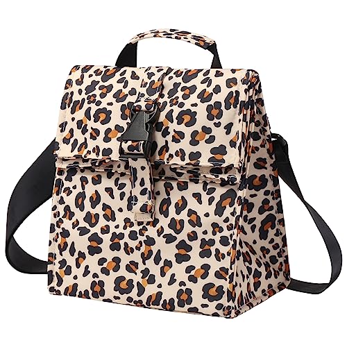 Insulated Foldable Lunch Bag (leopard print(Hard Fabric))