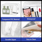 16 Pieces Small Clear Makeup Bag PVC Zippered Pouches (16pcs White S)