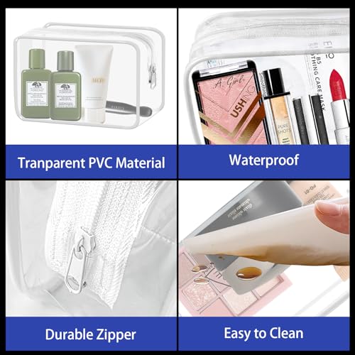 16 Pieces Small Clear Makeup Bag PVC Zippered Pouches (16pcs White S)