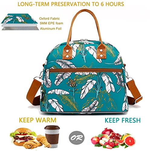 Insulated Lunch Bag With Shoulder Strap for Women (Feather)