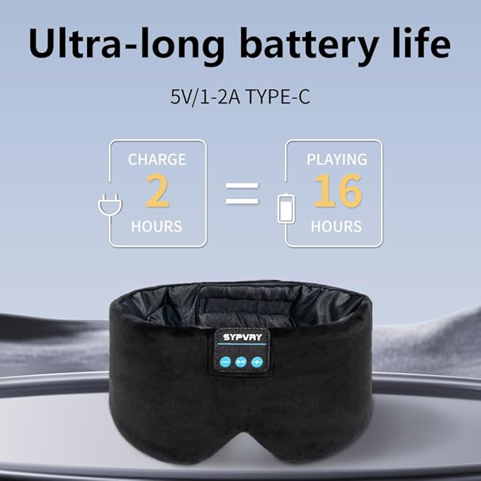 Sleep Mask Bluetooth 5.4 Headphones Soft Wireless Headband Eye Mask Blackout - Image 2