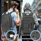 Business Backpack for Men Slim Lightweight Laptop Backpack Water Resistant Small Office Backpack for Commute Travel Daily Office Work with Small Bag (15.6" / With Pocket / Grey)