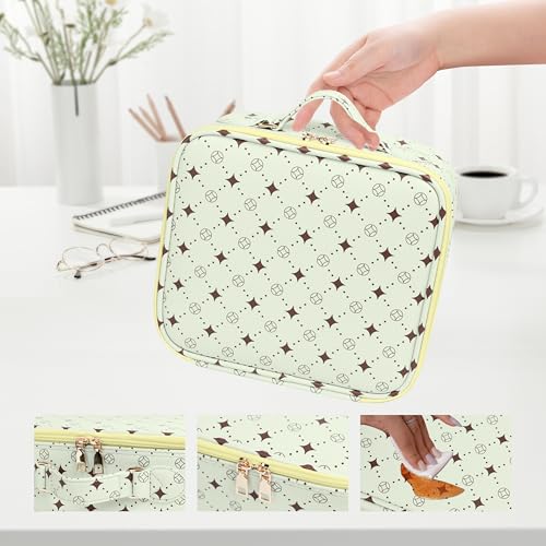 Travel Makeup Bag With 360° rotating LED Mirror (Green+Yello)