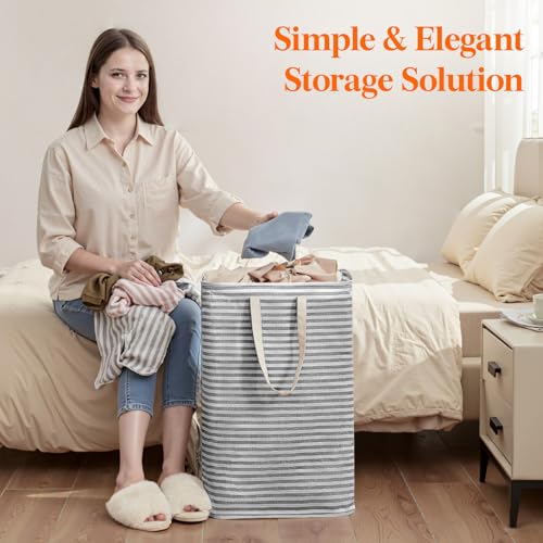 75L Large Collapsible Laundry Basket with Extended Handles (Black / 75L)