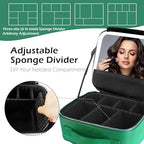 Travel Makeup Bag Cosmetic Bag Makeup Organizer Bag with Lighted Mirror (Fresh Green / Woven)