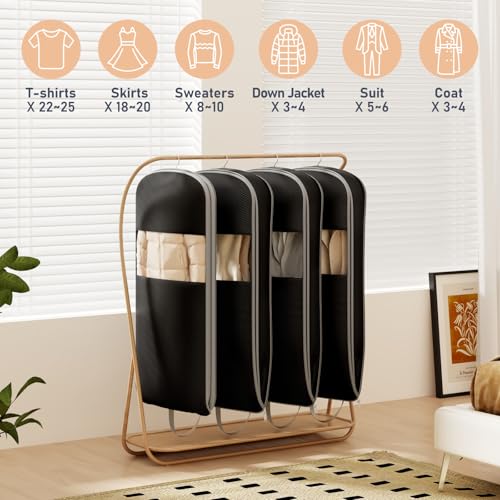 3 Pack 54" Garment Bags for Hanging Clothes (Black / 54" 3 Pack)