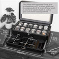 12 Slot Leather Watch Box with Valet Drawer (Black / Grey)