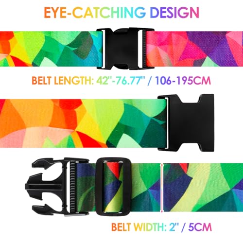 Luggage Straps for Suitcases Adjustable Travel Belt (Colorful geometry)