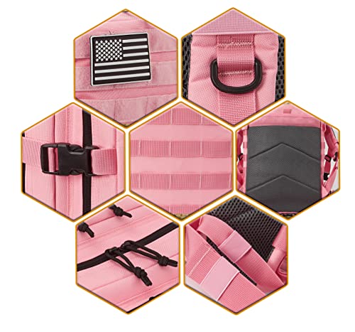 45L Military Tactical Backpacks for Women GYM Fitness Molle Army Assault Pack 3 Day Bug Out Bag Hiking Trekking Rucksack (3.3 Pink)