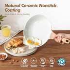 Ceramic Nonstick Frying Pan Skillets (White / 9.5+11+12.5 Inch)