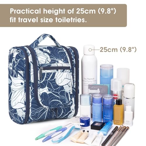 Hanging Travel Toiletry Bag for Women (B-Blue Lotus / Medium)