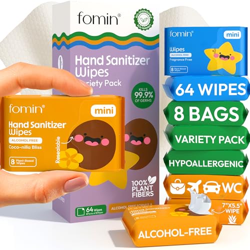 Mini Hand Sanitizer Wipes Travel Size 8 Pack (08 Pack Variety Pack)