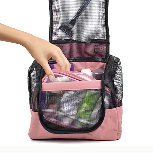 The Fine Living Co. Portable Shower Caddy Hanging Mesh Shower Caddy (Pink)