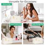 Initial Makeup Bag Personalized Gift for Women Teen Girls (MediumBeige / Z)