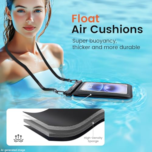 2 Pack Floating Waterproof Phone Pouch (Black+Green)