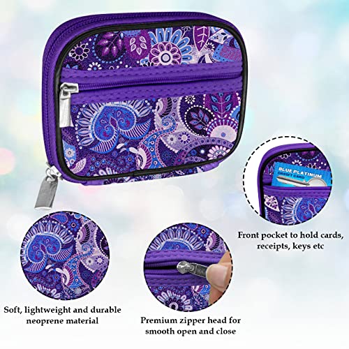 Weekly Travel Pill Organizer Cute Pill Case with 7 Day Pill Box (2 Cases + 2 Boxes / C. Bloom 01 + Purple 01)