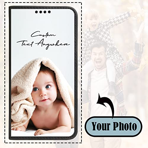 Custom 17 16 15 14 13 12 11 Pro Max Wallet Case for Apple iPhone (Black-A)