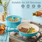 21PCS Pots and Pans Set Nonstick Cookware Set with Detachable Handle (Light Blue Gradient / 21PCS-Big Size)