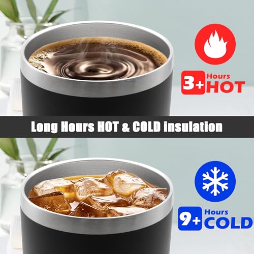 20oz Tumbler Insulated Coffee Tumblers with Lid Stainless Steel Black 4P (Black)