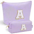 10 11 12 13 Year Old Girl Gift Travel Initial Makeup Bag Purple A (Purple / A)