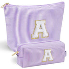 10 11 12 13 Year Old Girl Gift Travel Initial Makeup Bag Purple A (Purple / A)
