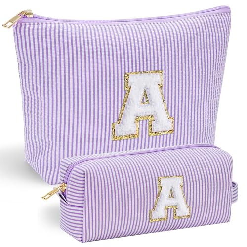 10 11 12 13 Year Old Girl Gift Travel Initial Makeup Bag Purple A (Purple / A)