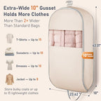 Garment Bags for Hanging Clothes 10" Gusseted (Beige / 43" x 10"2 Pack)