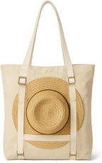 Large Beach Tote Bag with Hat Holder Straps, Womens large beach bag- Vation by TRIBECATRIBECOLLECTION