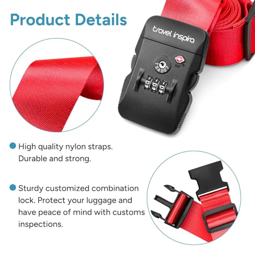 Heavy Duty Luggage Straps with TSA Lock (Cross Red-New)