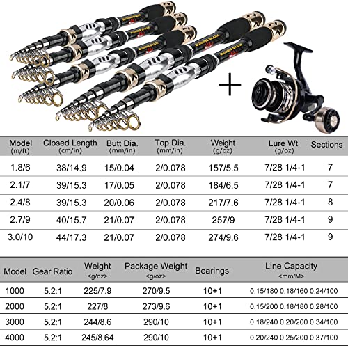 Fishing Pole Kit (3.0M/9.83FT Rod with 4000 Reel / Only Rod and Reel)