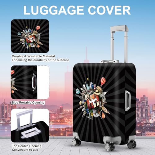Travel Adventure Luggage Cover (#134 / M(fits 24-26Inch suitcase))