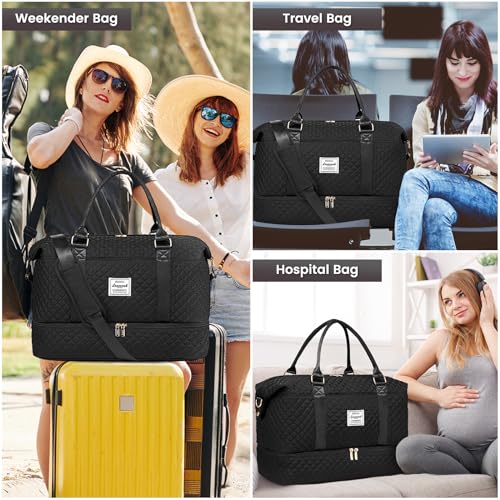 Travel Duffle Bag (Black-b-3pc / Large-3 Pcs)
