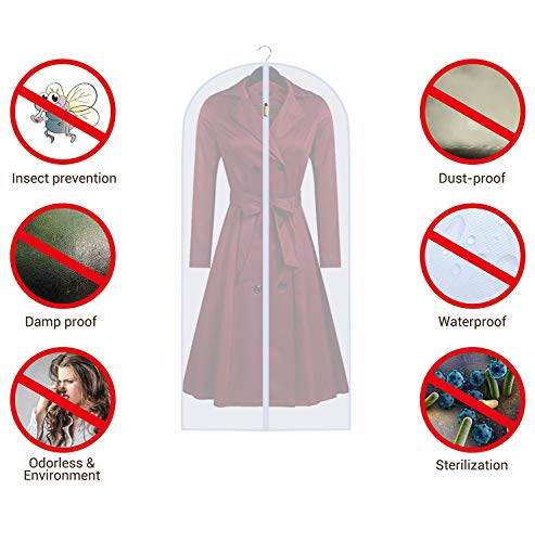 Garment Bags for Hanging Clothes Breathable Suit Bag (24'' x 40''/12 Pack / White-Translucent)