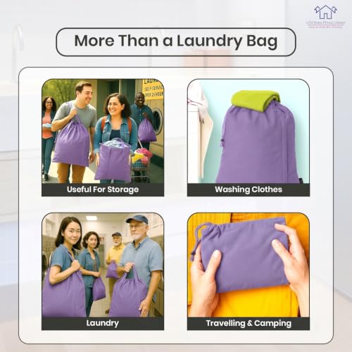 LFH Home Cotton Rich Large Premium Canvas Laundry Bag (28"x36" (Pack of 1) / Lavender)