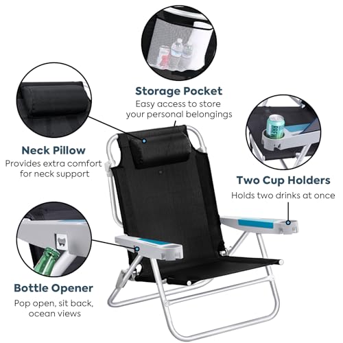 Backpacking Beach Chairs for Adults (Xl Black-1pack)
