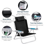 Backpacking Beach Chairs for Adults (Xl Black-1pack)