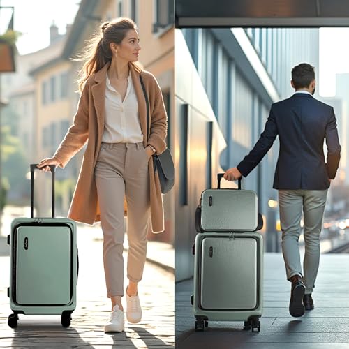 3 Piece Luggage Sets (3 Piece Set (20"/24") / Sage Green)
