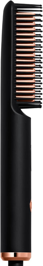 Red by Kiss Heat Real Brush, Auto Shut Off Straightener for All Hair Types, Portable & Easy to Carry, Protective Bristles for Silky Smooth Hair